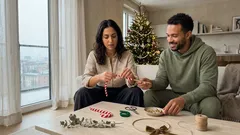 Addobbi natalizi fai da te con scovolini di ciniglia: mini ghirlanda e candy cane