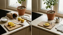 Scorze di limone nel vaso: come usarle per aiutare il limone senza rovinare il terreno